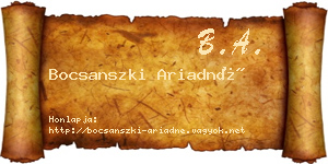Bocsanszki Ariadné névjegykártya